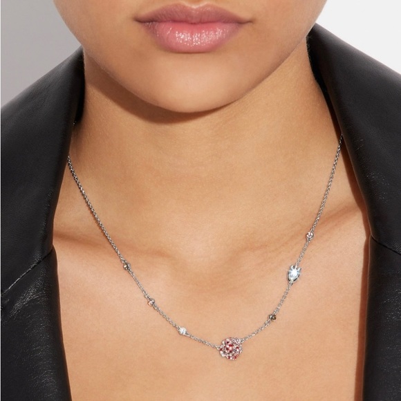 NWT Coach Sparkling Rose Stone Necklace MSRP $128 - Picture 3 of 3